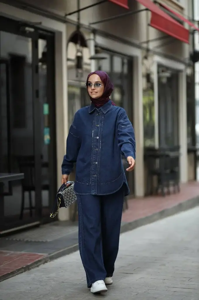 Two Piece Jeans Set - Blue