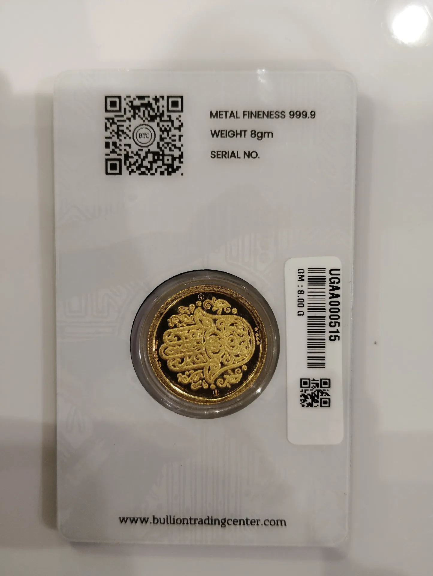 GOLD 8G (999.9 24K BTC) HAMSA